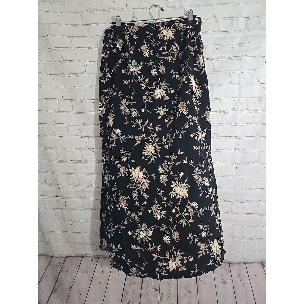 VTG Maxi Moody Dark Floral Skirt Sz M/L FairyGrunge Whimsigoth Witchy Goblincore